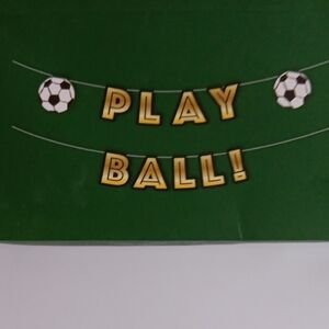SOCCER BANNER WITH  'PLAY BALL!' TEXT